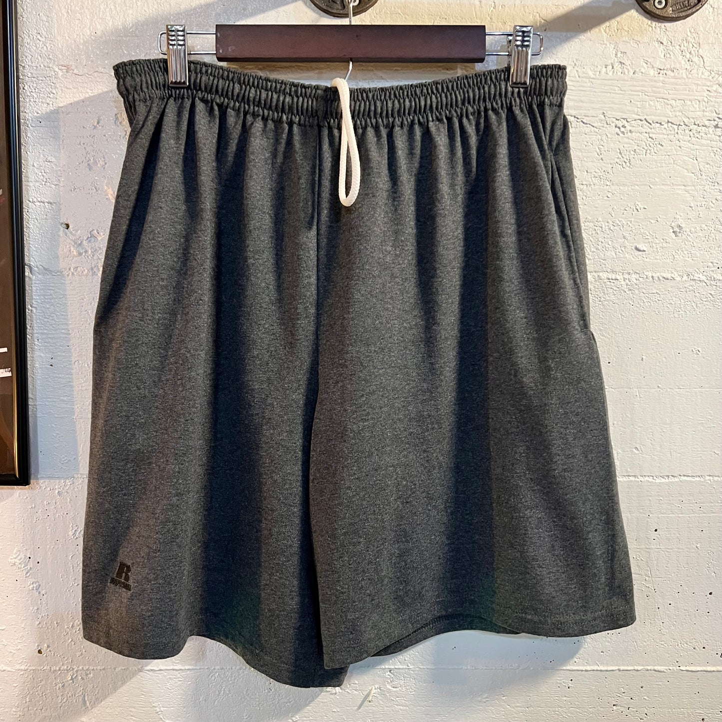 Vintage Russell Athletic Cotton Performance Elastic Waist Shorts - Size Large - Dark Grey