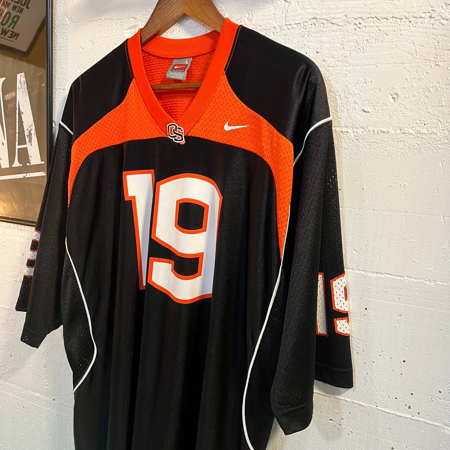 Vintage Y2K Nike Oregon State University ‘#19’ Mesh Football Jersey - Size Large - Black/Orange/White