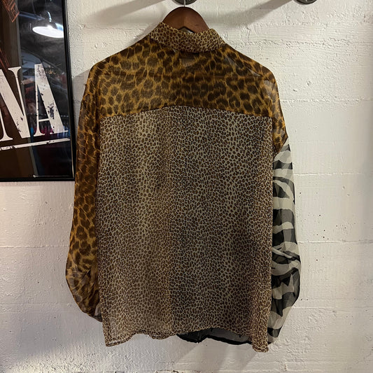 Vintage 80’s/90’s Tina Hägen Animal Print Long Sleeve Button Up Blouse - Size Large/XL - Multicolored