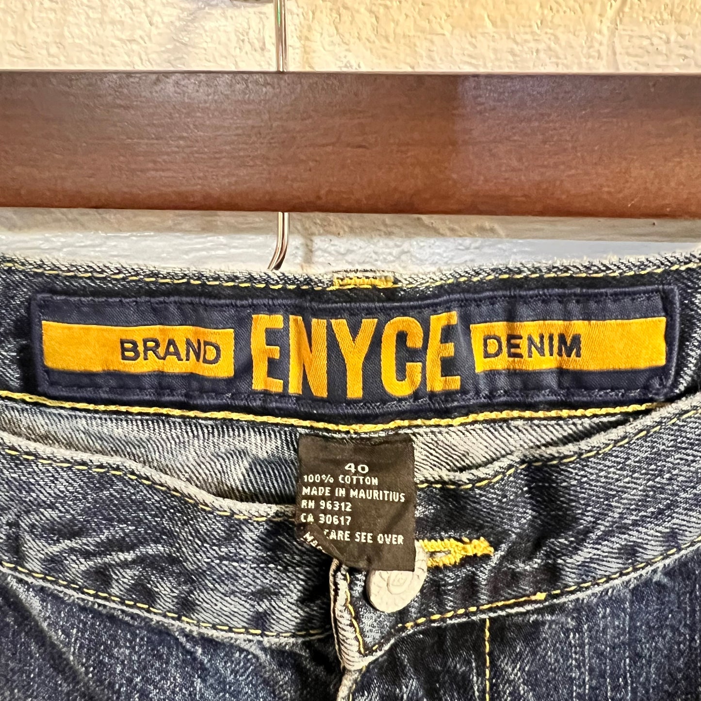 Vintage Enyce Brand Denim Double Knee Baggy Cargo Jeans - Size 40 - Dark Wash