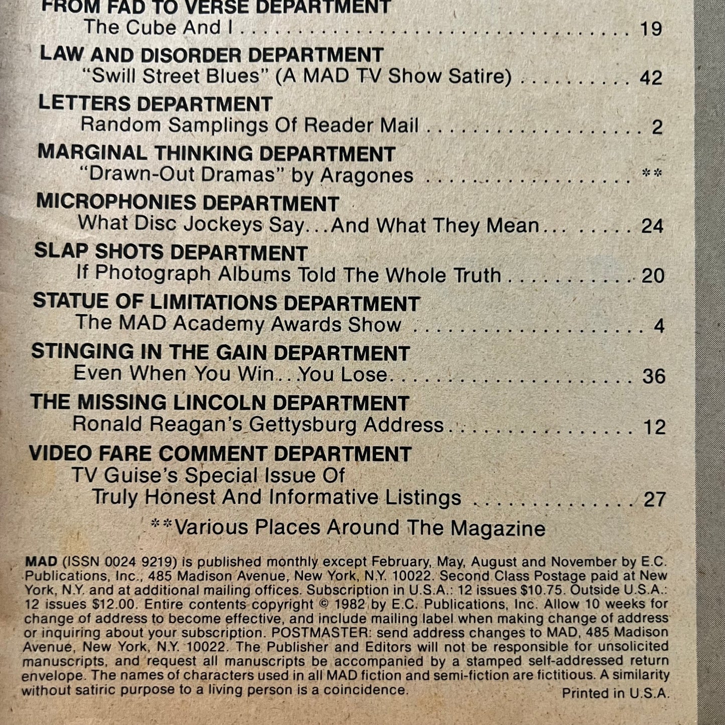 Vintage 1982 MAD Magazine 'No. 231 - Academy Awards'
