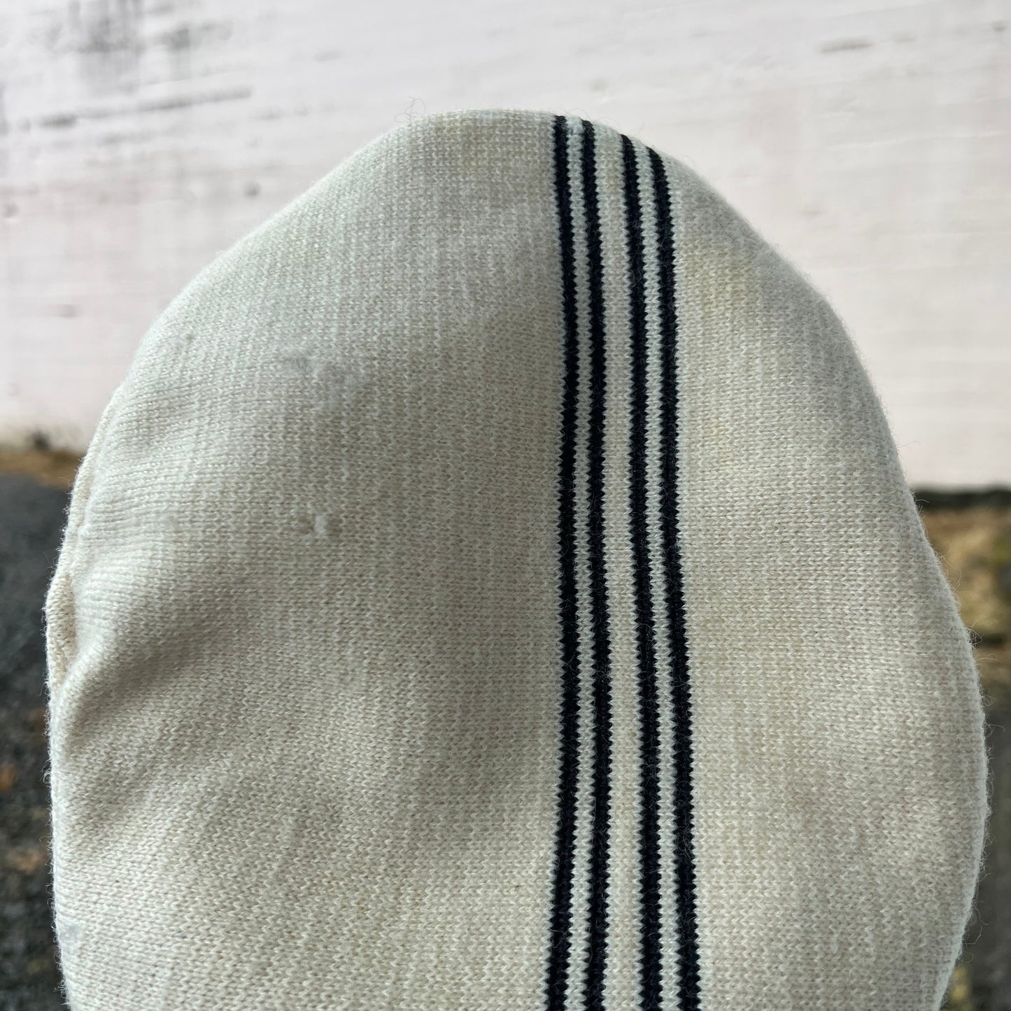 Vintage Kangol Knitted Striped Flat Cap Hat - Size O/S - Made In Great Britain - Beige/Black