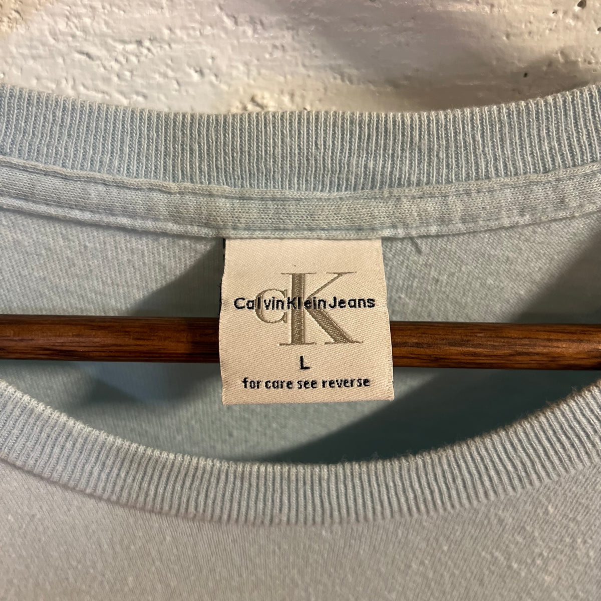 Vintage 90’s Calvin Klein Jeans Graphic T-Shirt - Size Large - Made In USA - Sky Blue