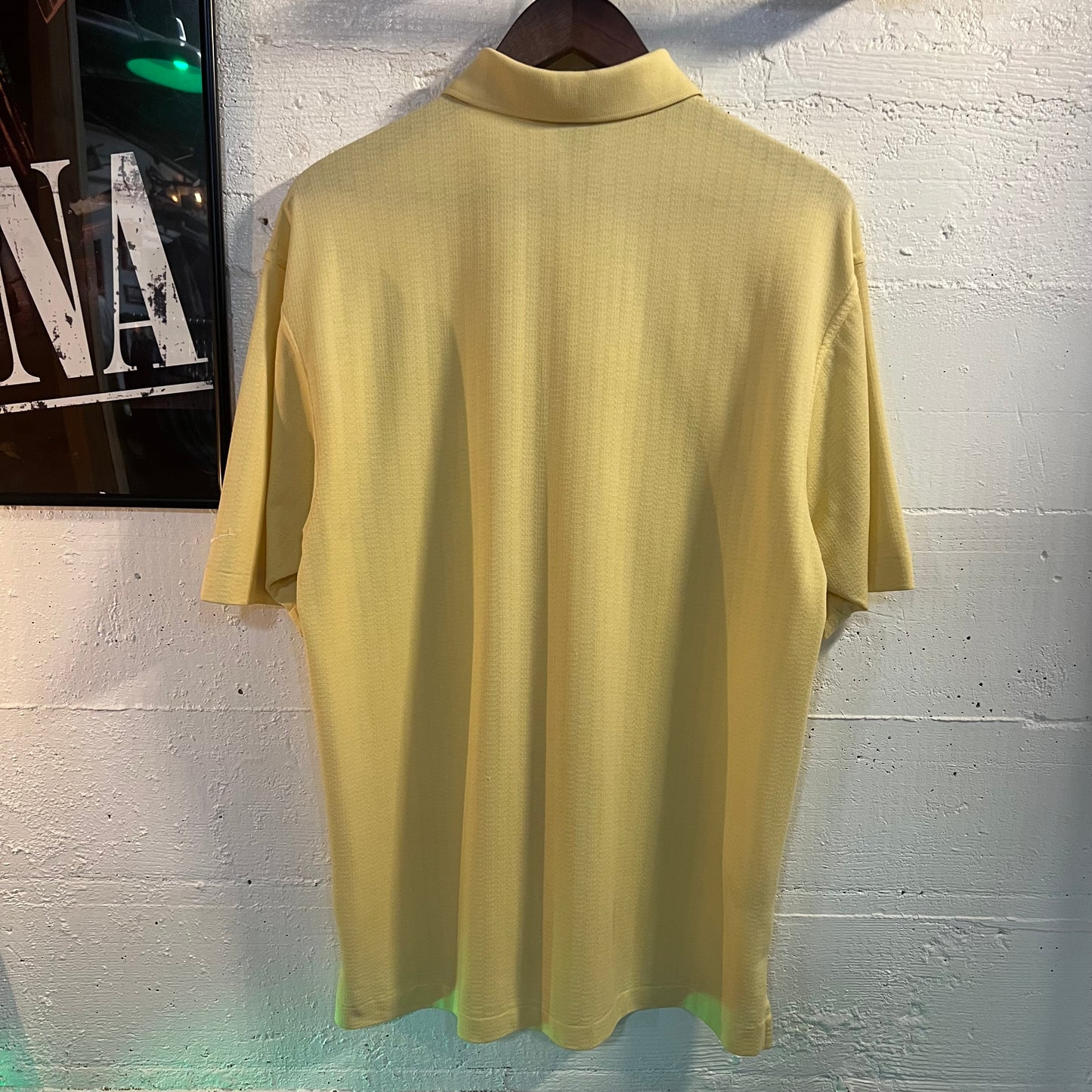 Vintage 2000's Nike Pique Cotton Mini Swoosh Polo Shirt - Size Medium - Light Yellow