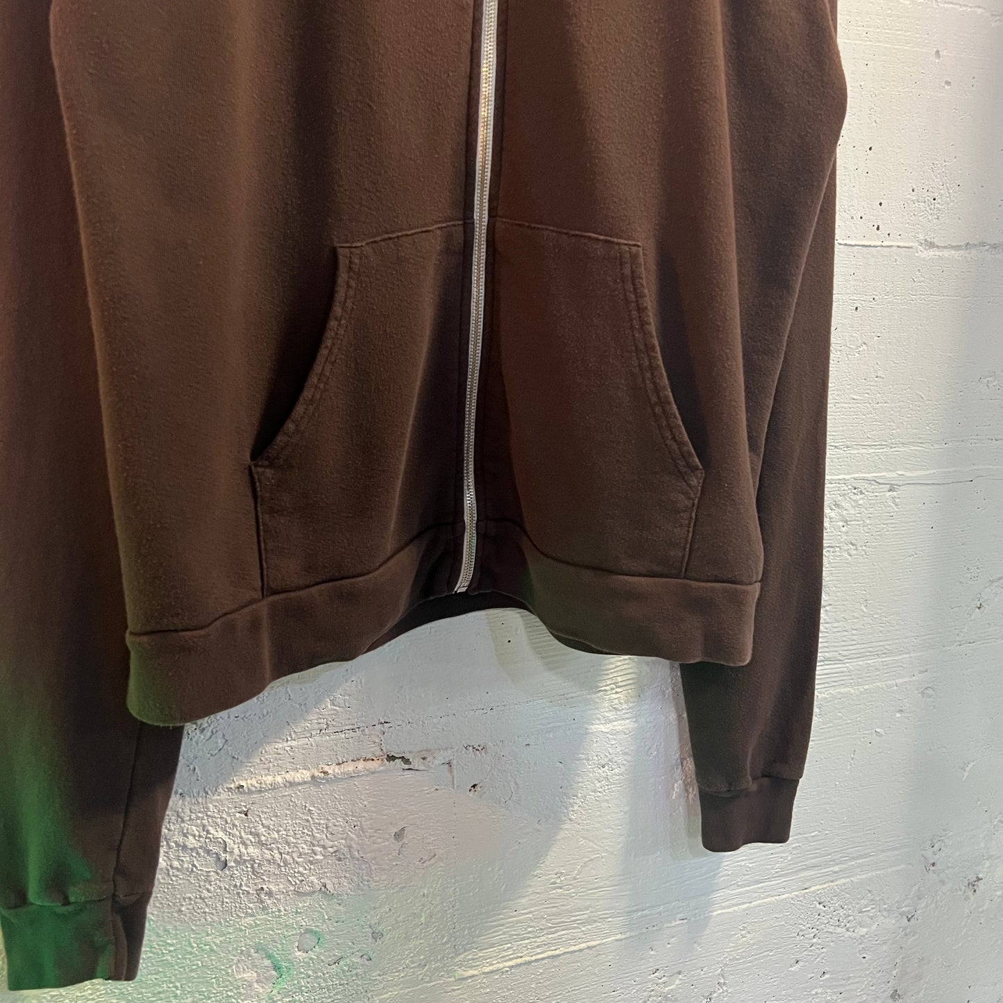 Vintage 2000's American Apparel Blank Zip Up Sweatshirt - Size XL - Brown - Made In USA