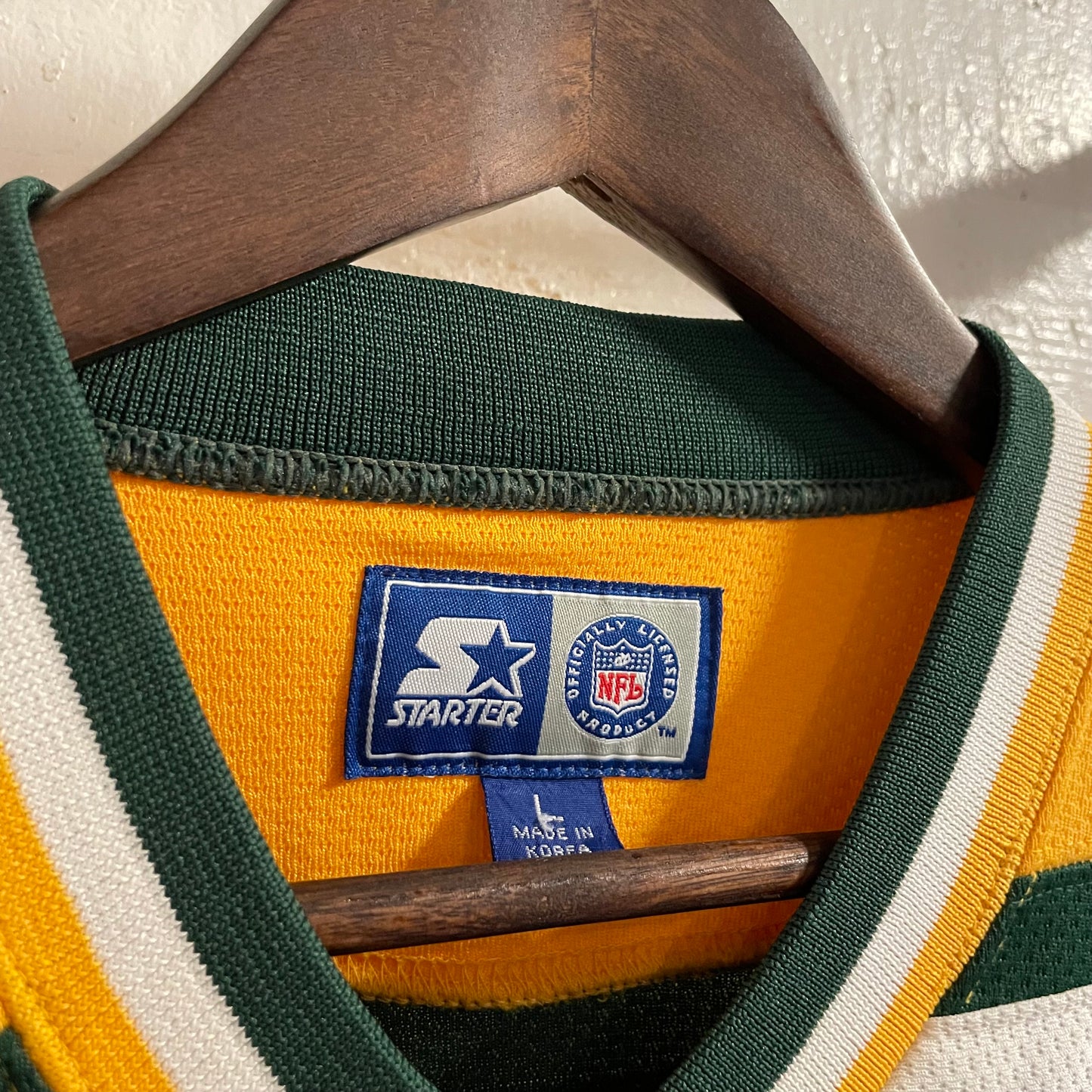 Vintage Embroidered Starter Green Bay Packers Hockey Style Mesh Jersey - Size Large - Green/Yellow/White