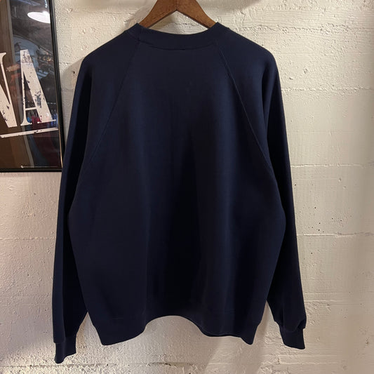 Vintage 90’s Hanes Blank Raglan Sleeve Crewneck Sweatshirt - Size XL - Navy