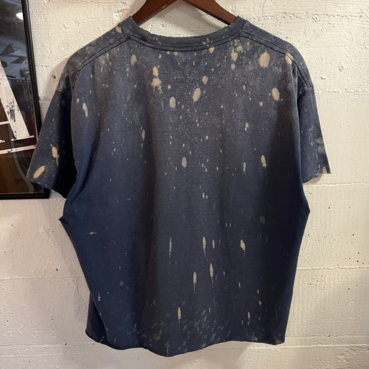 Vintage Distressed/Faded Cropped ‘Airlines’ T-Shirt - Size Medium - Faded Navy