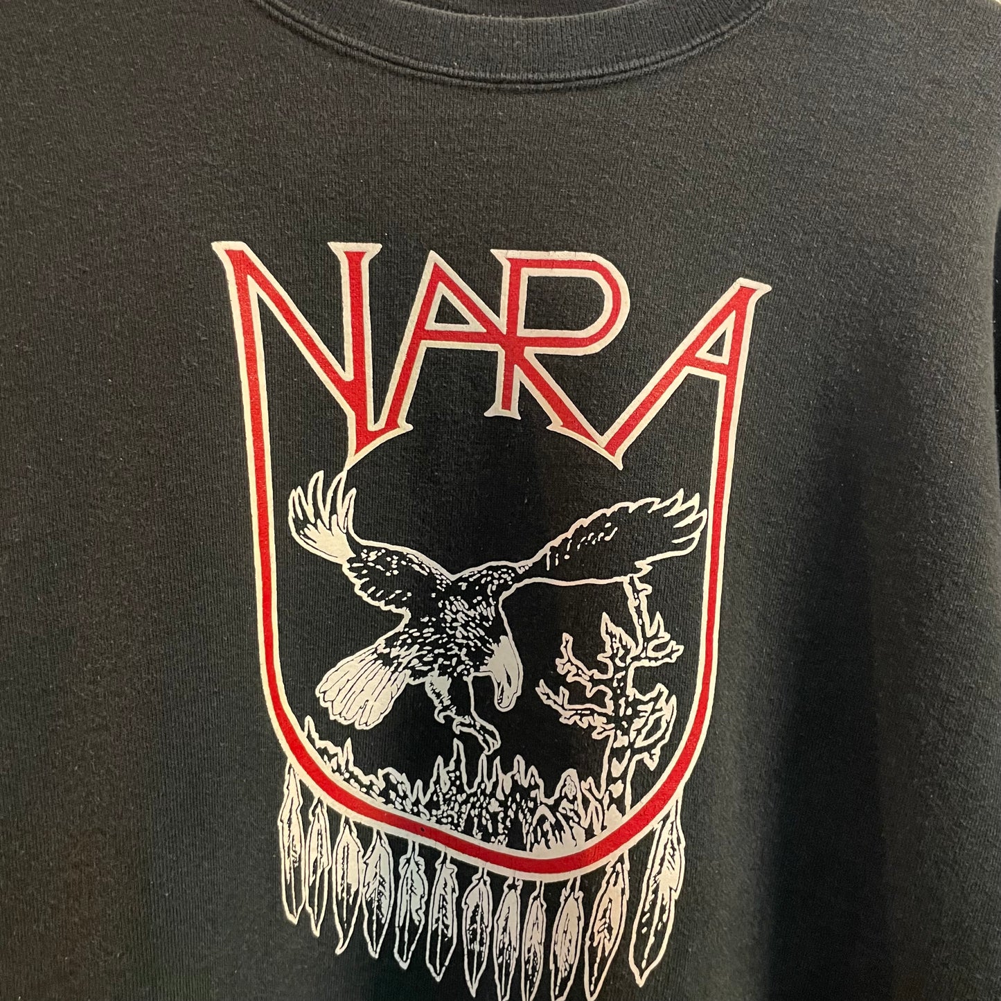 Vintage NARA Native Eagle Heavyweight Cotton Crewneck Sweatshirt - Size XXL - Black/Red