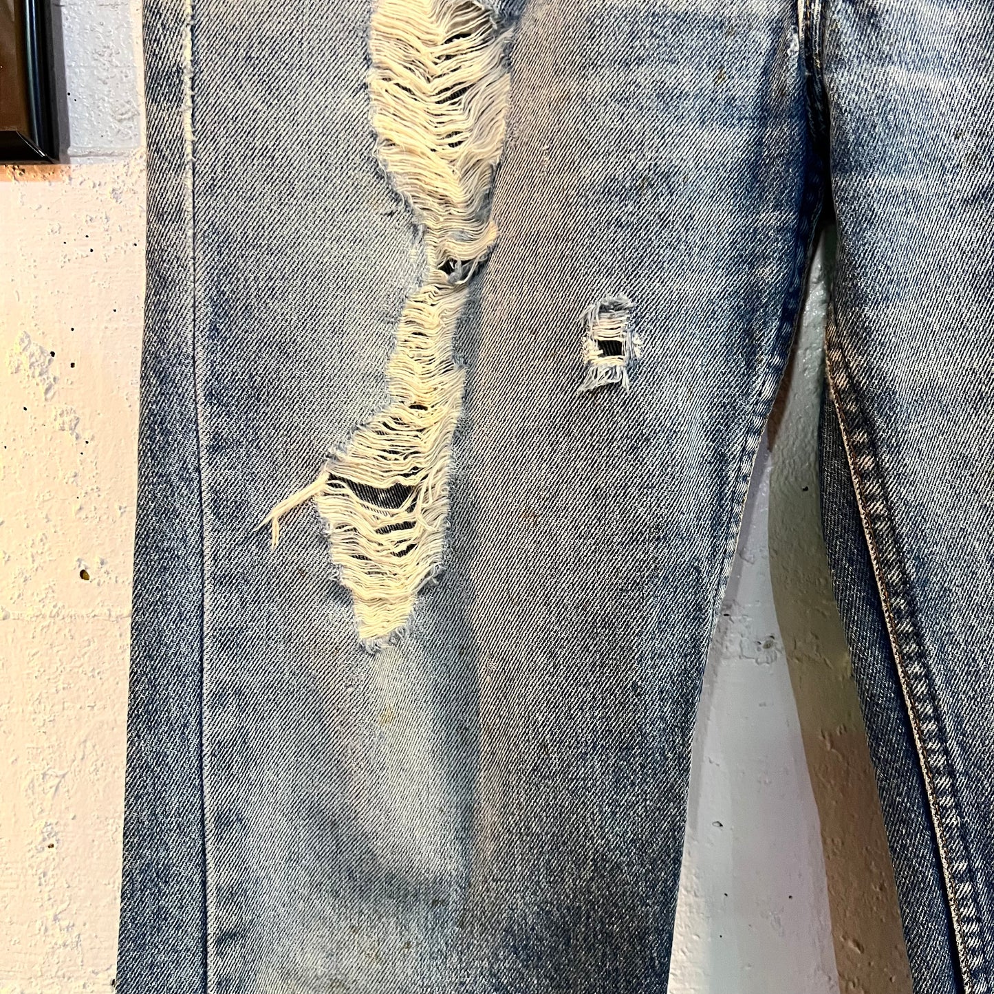 Vintage 1980's Levi's 517-0217 Distressed Bootcut Jeans - Size 32" x 30" - Made In USA - Stonewash Indigo