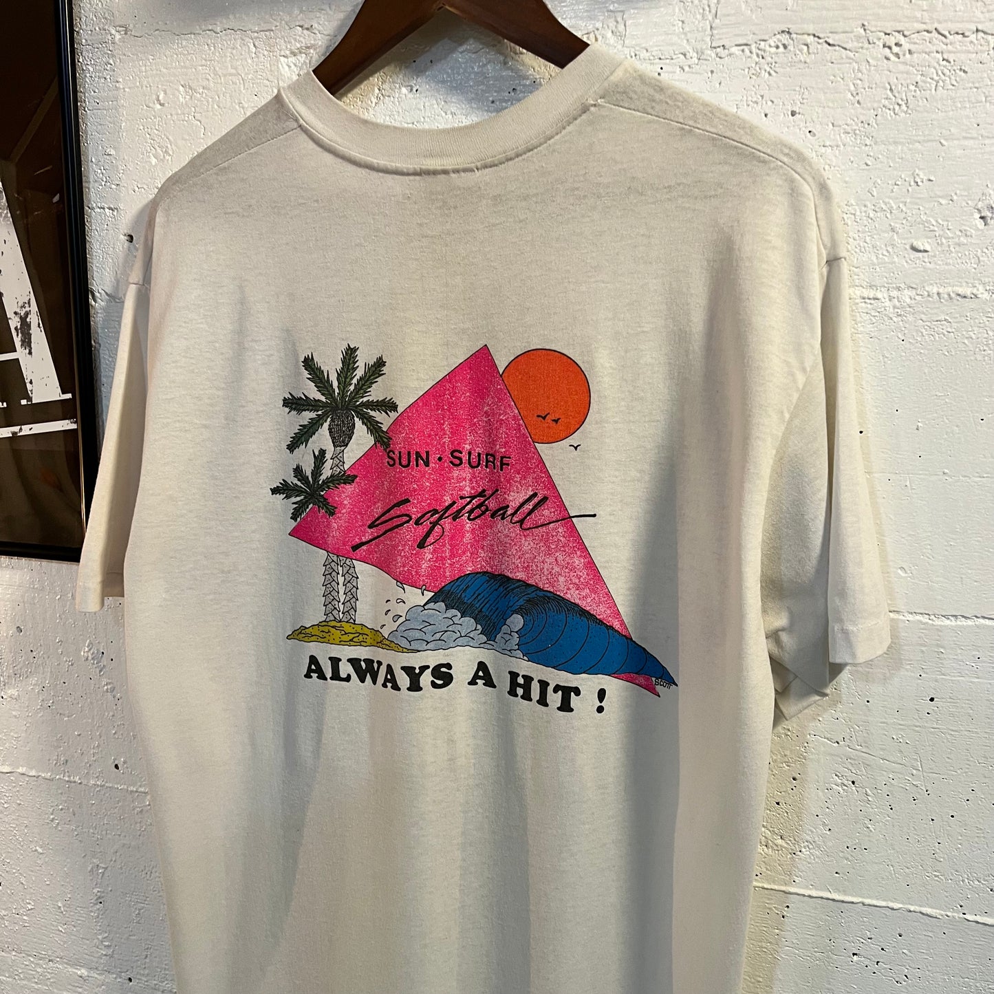 Vintage Distressed Coca-Cola Softball Tournament Single Stitch T-Shirt - Size XL - Made In USA - White