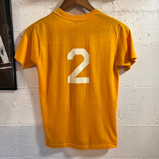 Vintage 70’s/80’s Sport-T RC Rizzo Paving ‘#2’ Single Stitch Baby T-Shirt - Size Small - Mustard Yellow/White