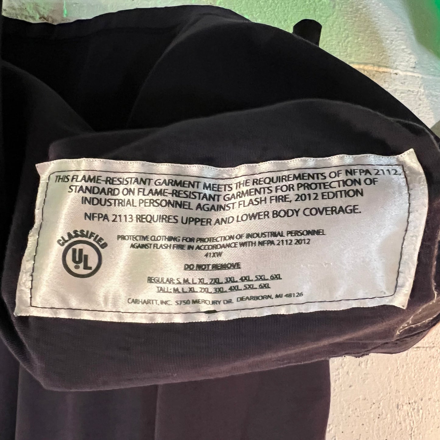 Vintage Distressed Carhartt Flame Resistant Long Sleeve Henley T-Shirt - Size XL - Navy - RN#14806