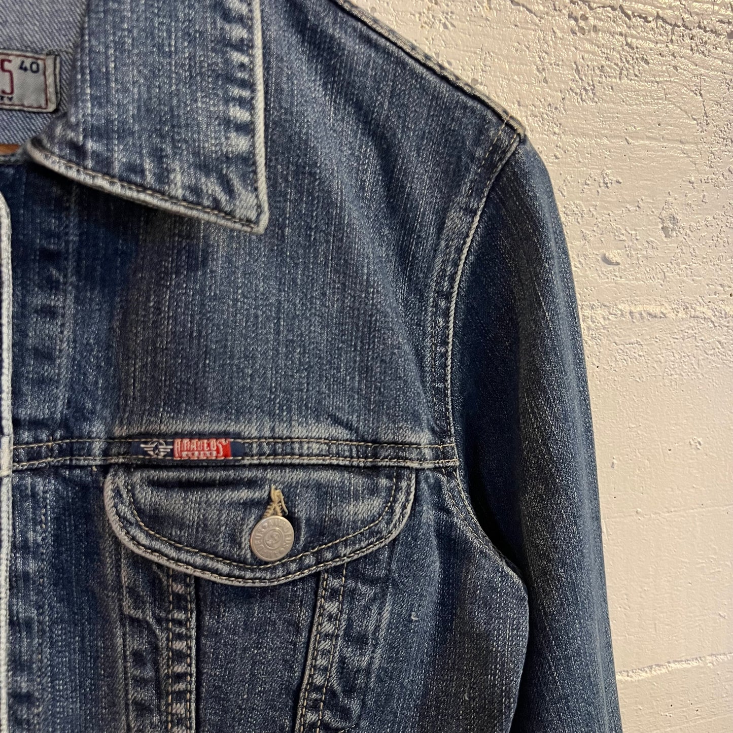 Vintage Amadeus Jeans Women’s Buttoned Denim Jacket - Size Large (40) - Dark Wash
