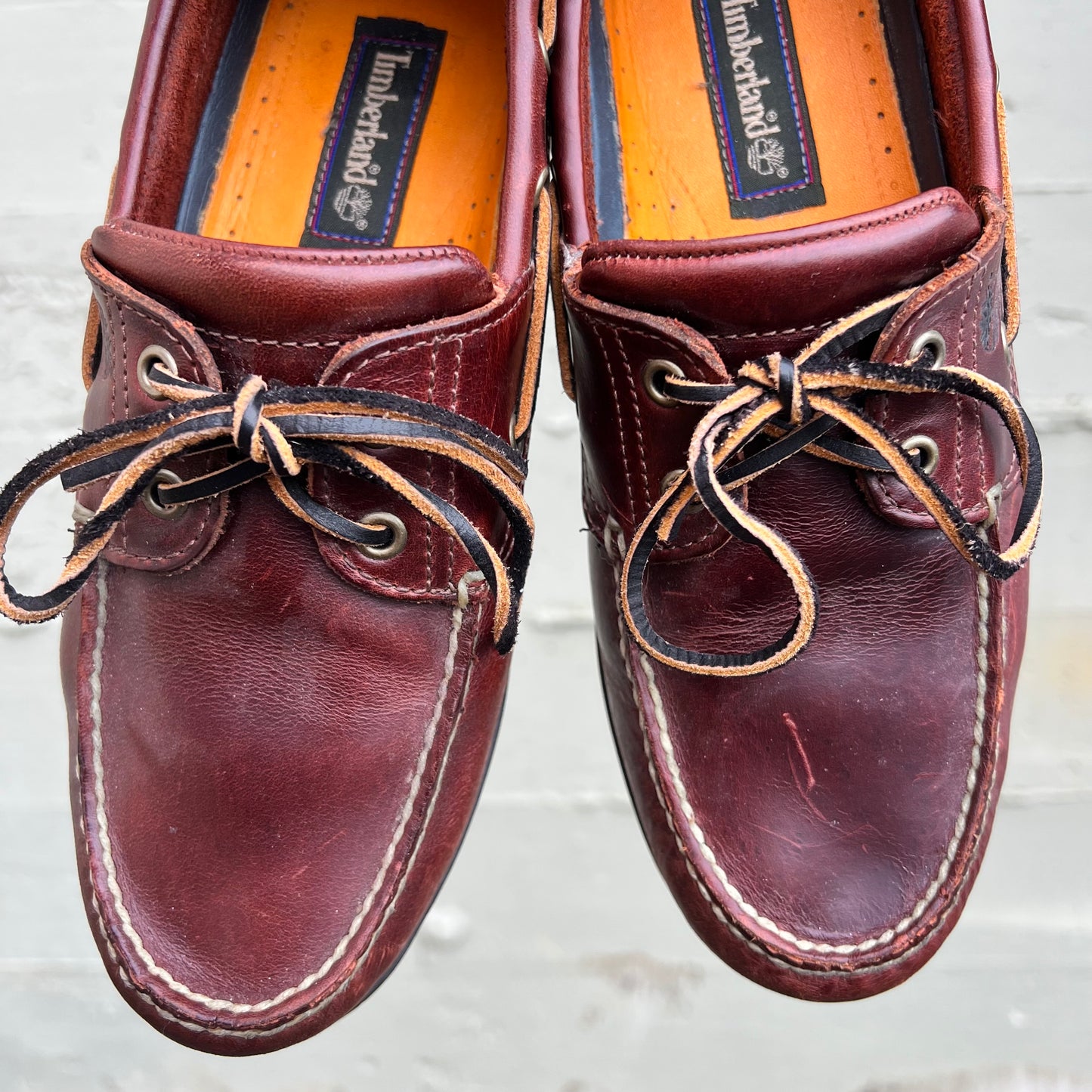 Vintage Timberland Classic Leather W/ Gum Soles Boat Shoes - Size Men's 10/Women's 11 - Brown/Orange
