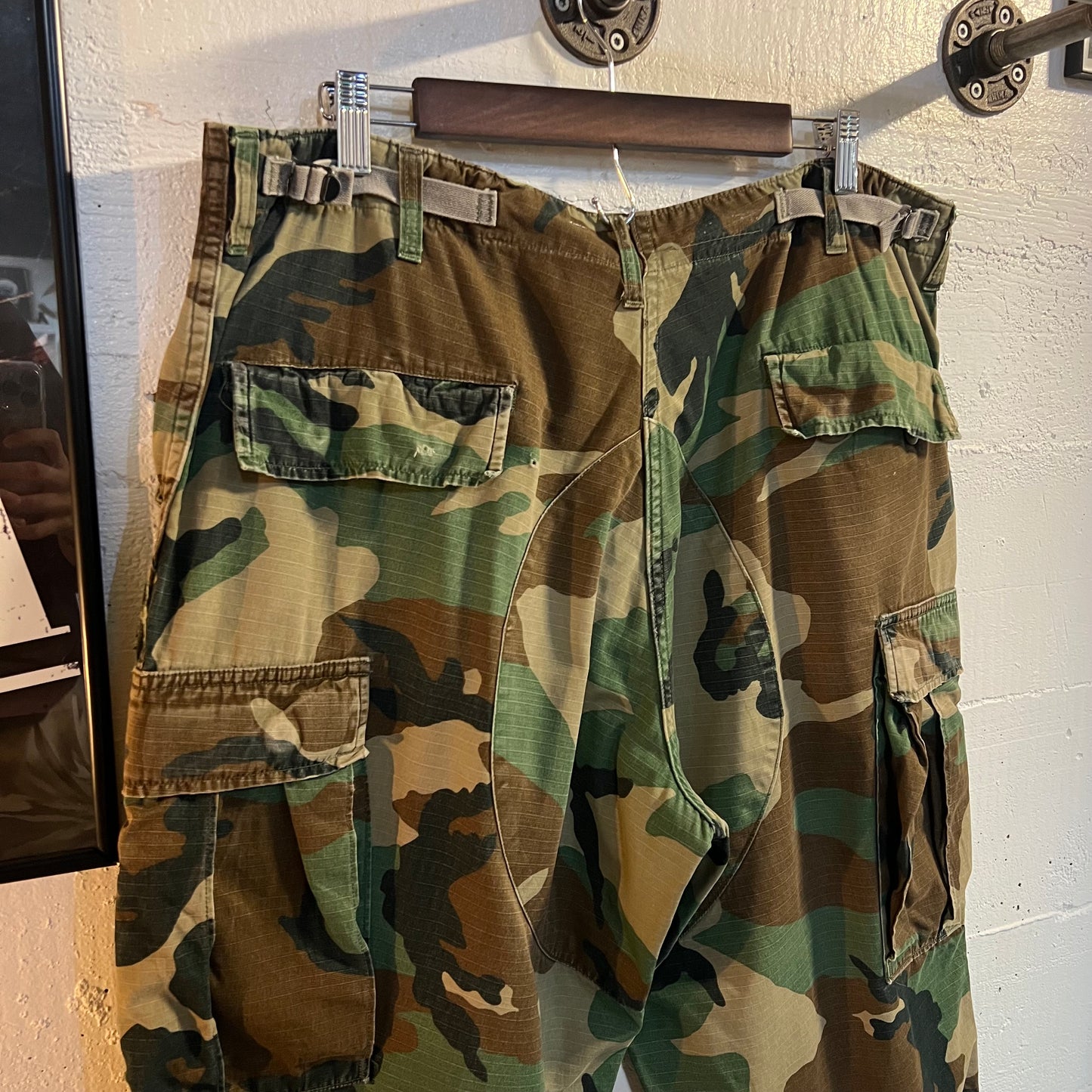 Vintage 80's U.S. Army Woodland Camo Combat Hot Weather Pants - Size Large (35") - Made In USA