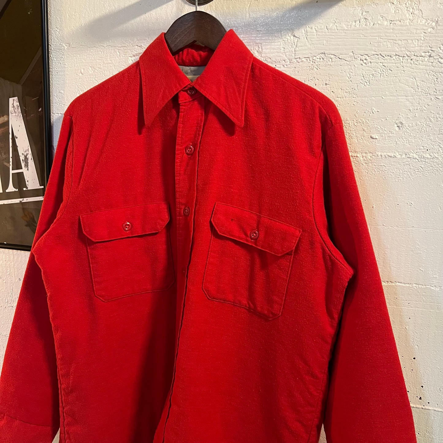 True Vintage 60's/70's Sears Fieldmaster Quilt Lined Flannel Shirt - Size Medium (15-15.5) - Red