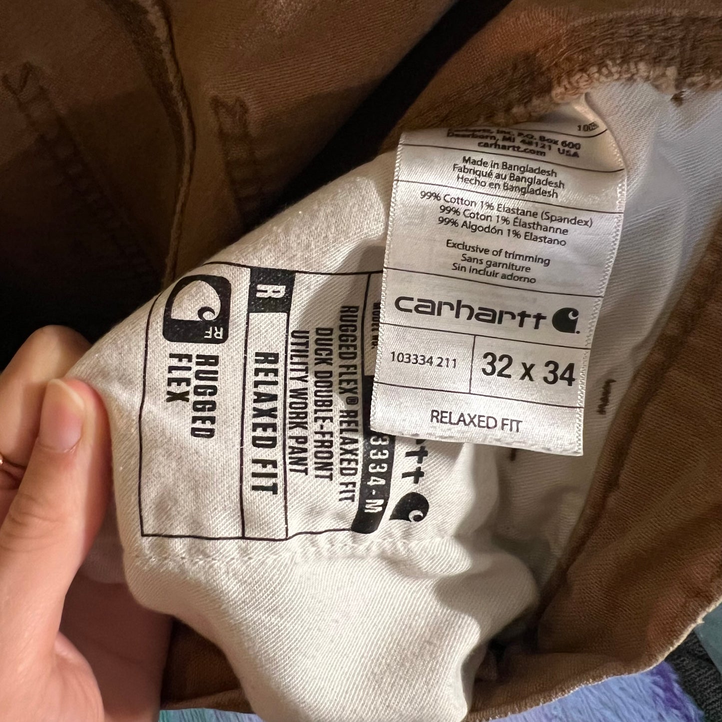 Carhartt Double Knee Duck Relaxed Fit Pants - Size 32" x 34" - Cropped - Brown