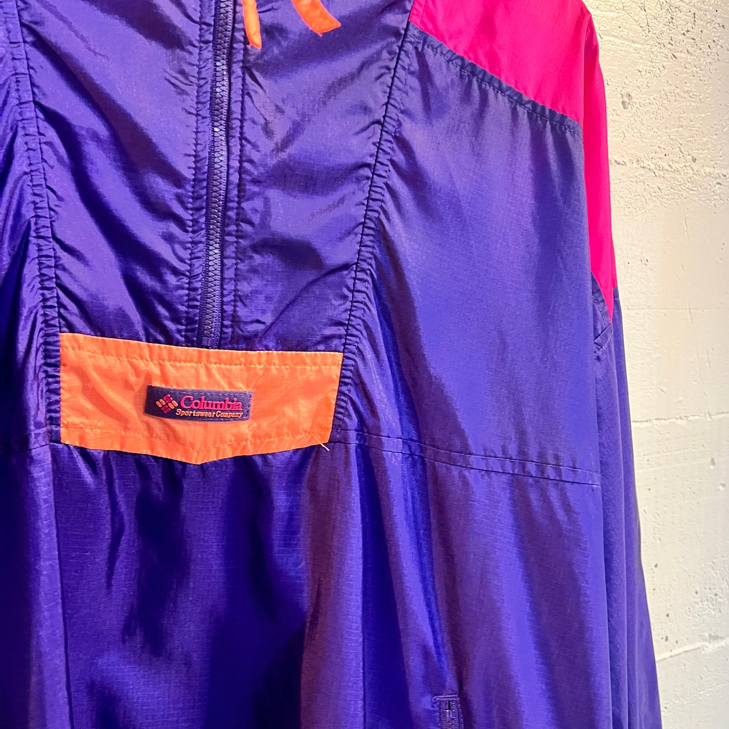 Vintage Columbia Women’s Windbreaker Top & Bottom Set - Size XL/L - Made In Taiwan - Purple/Pink/Orange