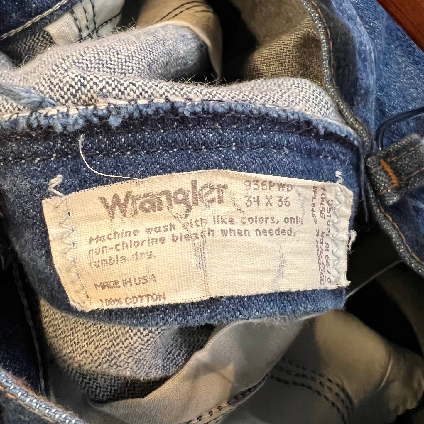 Vintage 90's Wrangler Cowboy Cut Dark Indigo Denim Jeans - Size 32" x 35"- 936PWD - Dark Indigo Denim - 100% Cotton