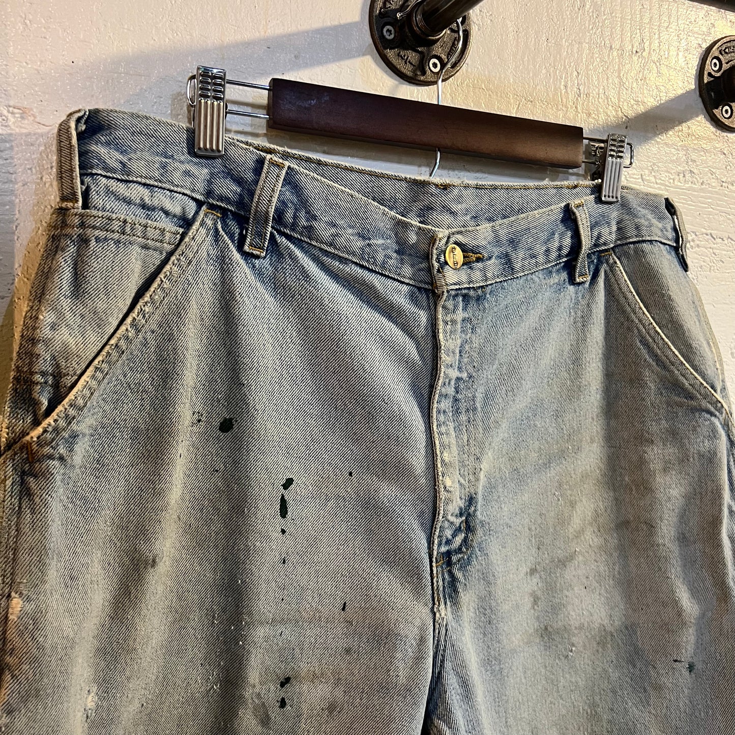 Vintage Distressed Carhartt Denim Cargo Shorts - Size 36 - Faded Light Wash