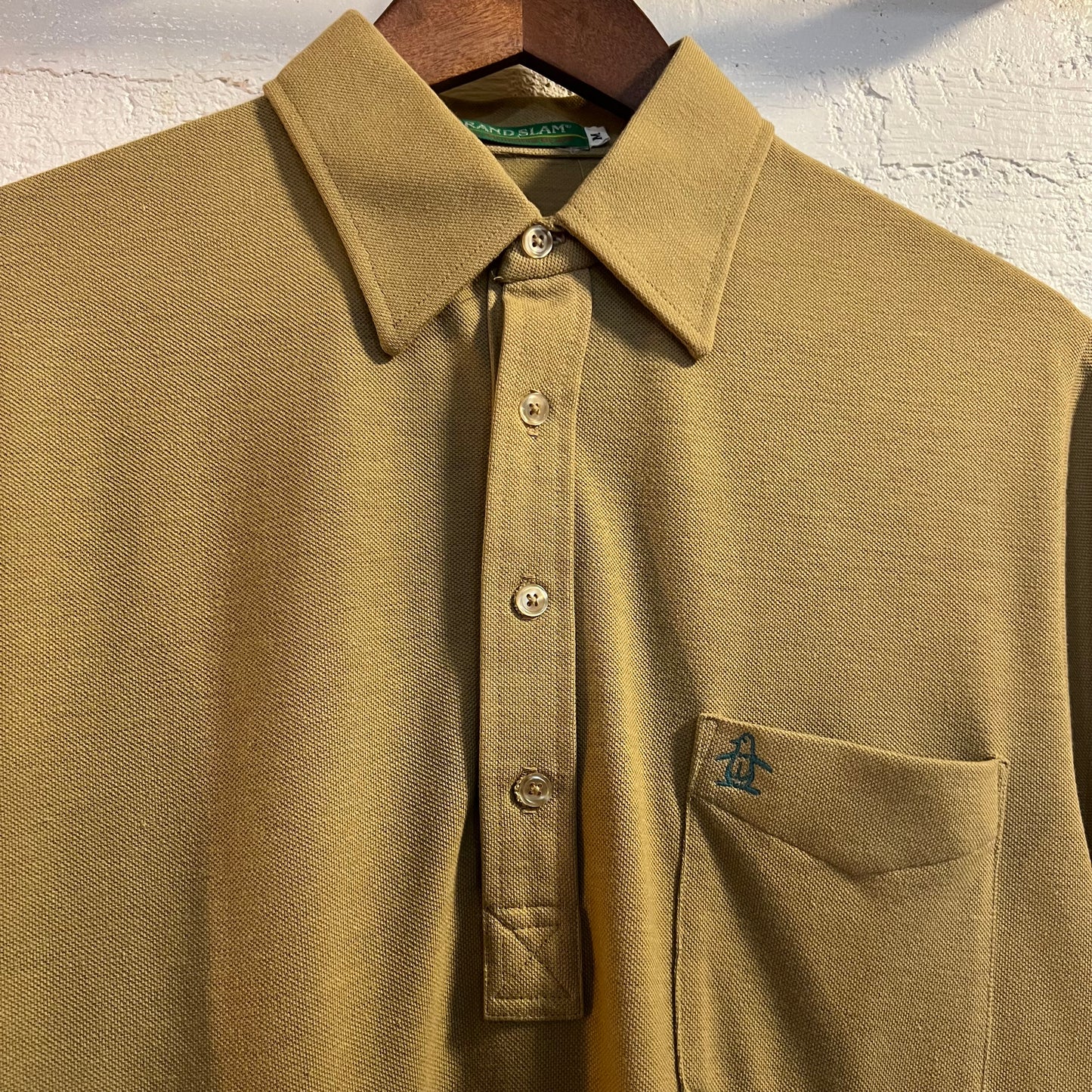 Vintage Munsingwear Penguin Grandslam Polo Shirt - Size Medium - Made In USA - Tan