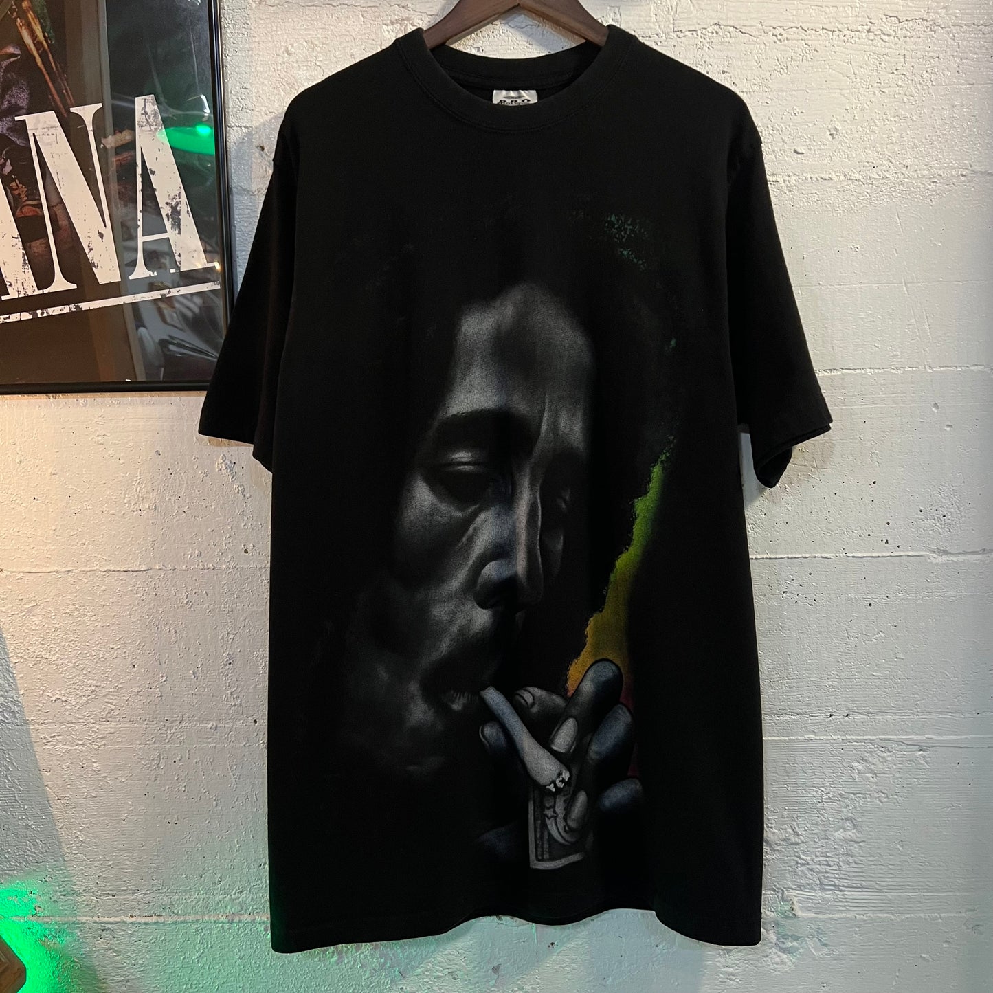 Vintage 2000's Bob Marley Big Print 'Ghetto Rules' T-Shirt - Size XL - Black