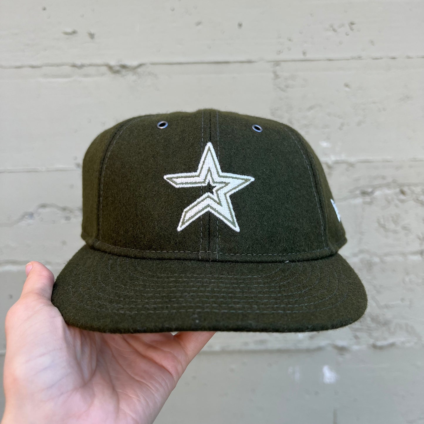 *New* New Era Houston Astros Cooperstown Collection Wool 59Fifty Retro Crown Fitted Ball Cap - 7-3/4 - Olive/White