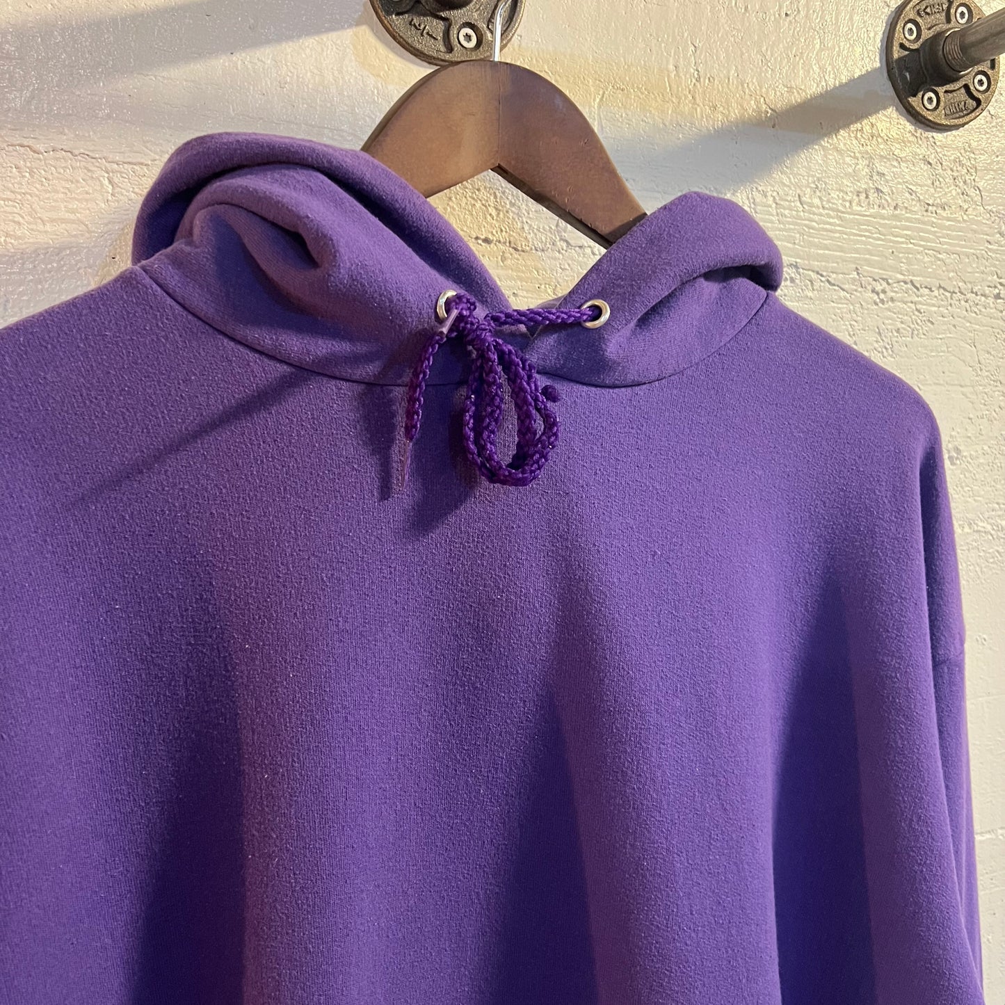 Vintage Hanes Baggy Blank Hoodie Sweatshirt - Size Large - Purple