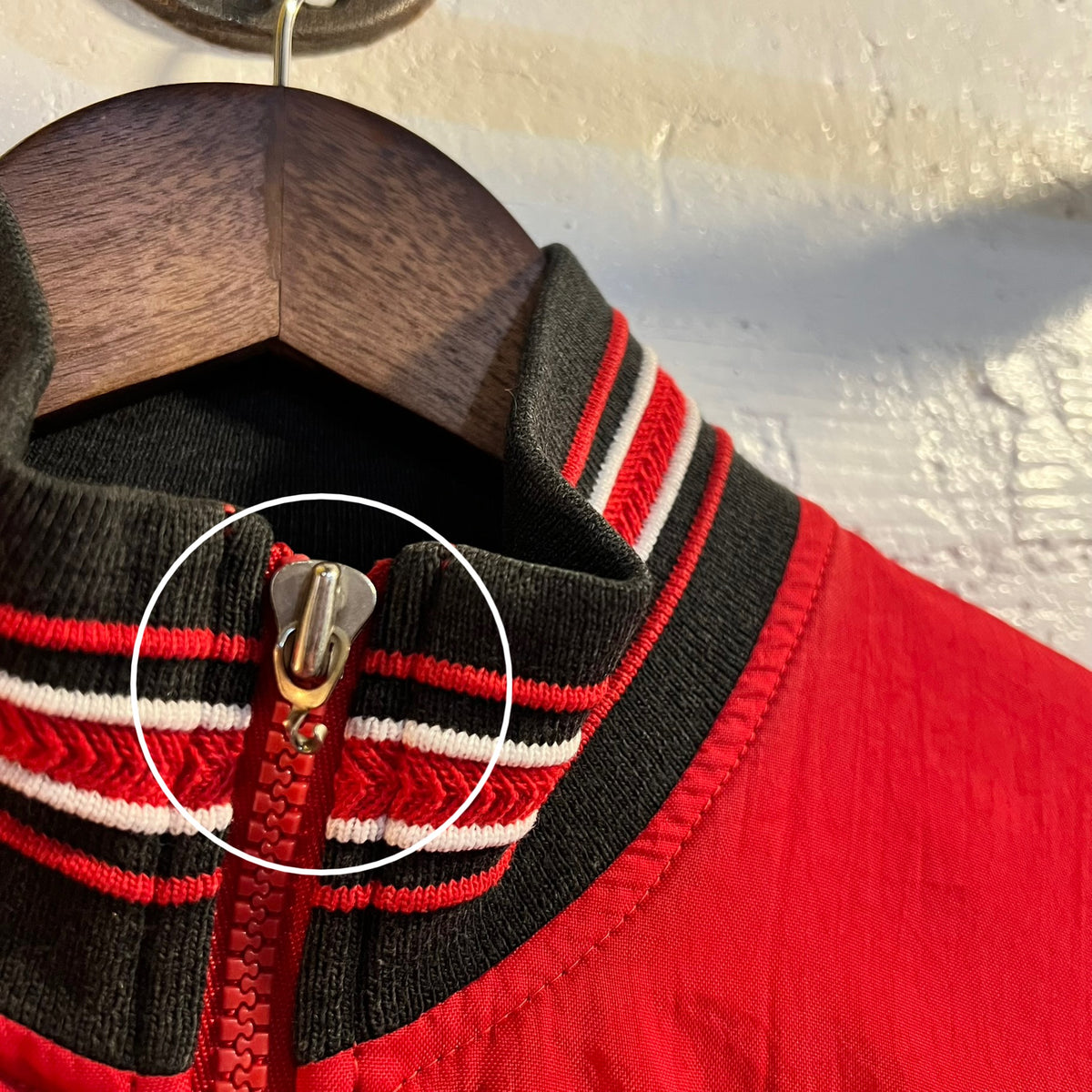 Vintage Distressed 90s Champion 1/4 Zip Up Windbreaker Jacket - Size Medium - Red/Black