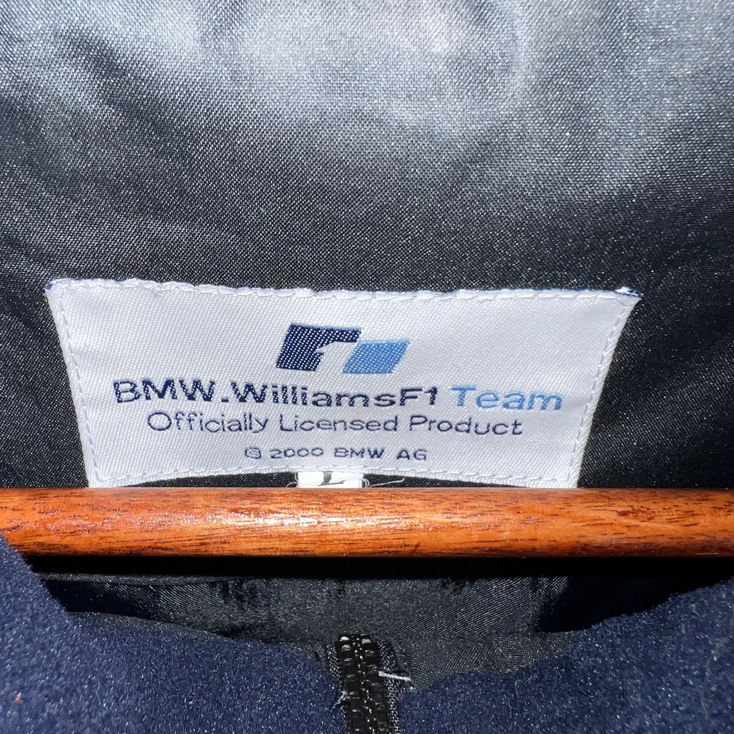 Vintage 2000 BMW Williams F1 Racing Team Hooded Shell Jacket - Size Large - Navy/White