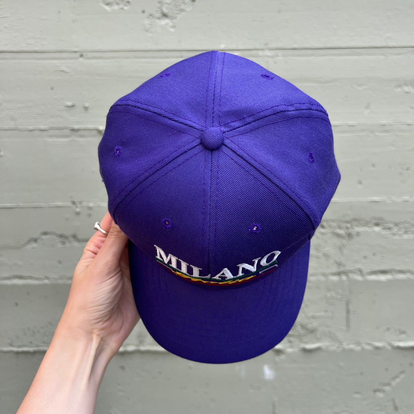 Vintage Embroidered Milano, Italia Snap Back Hat - One Size Fits All - Purple/Multi