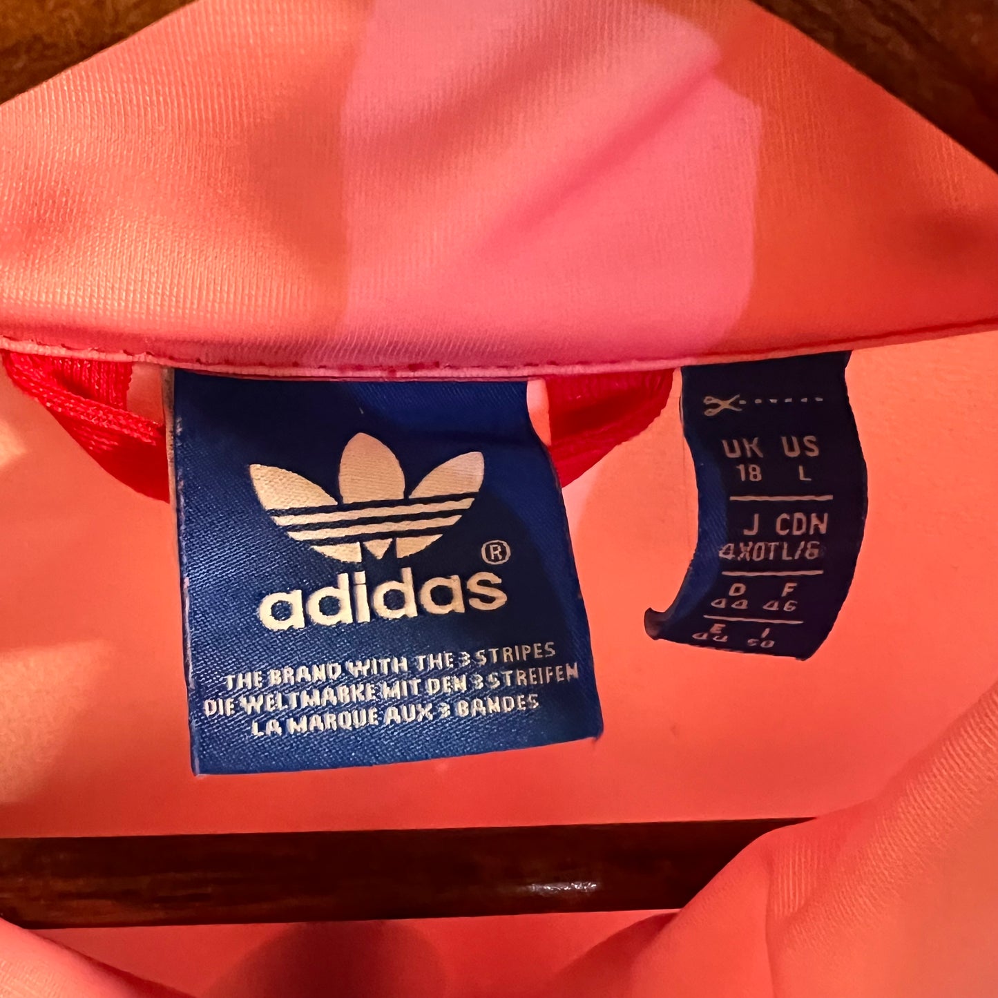 Vintage Adidas Originals Embroidered Trefoil Ombré Zip-Up Track Jacket - Size Large - Pink/Blue