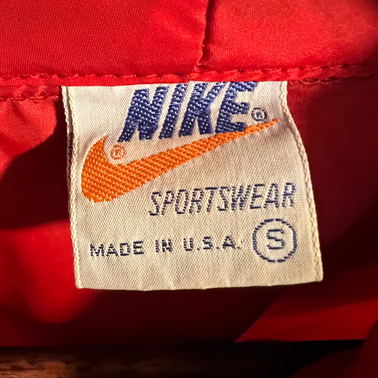Vintage 1970's/80's Nike Colorblocked Hooded Windbreaker Jacket - Size Small - Made In USA - Red/Blue