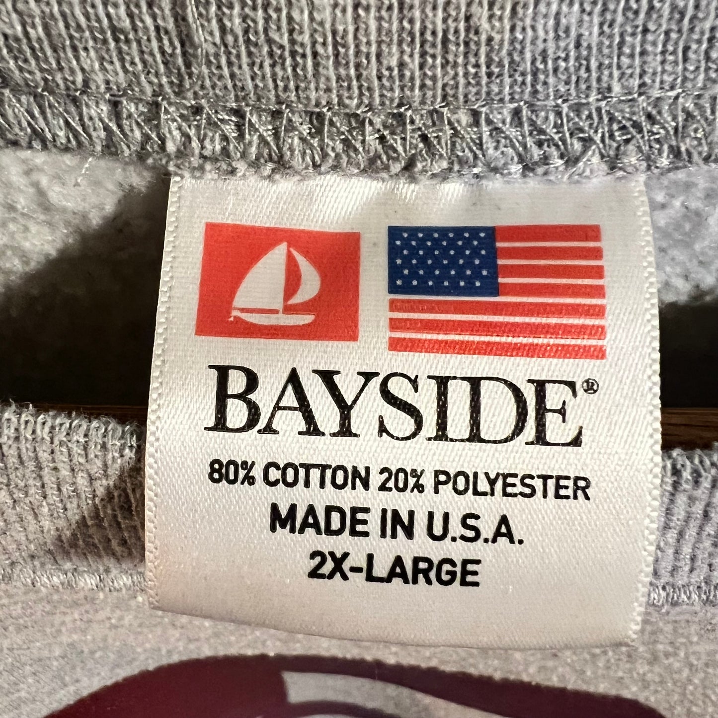 Vintage Distressed Collegiate ‘P’ Crewneck Sweatshirt - Size 2XL - Made In USA - Grey/Maroon