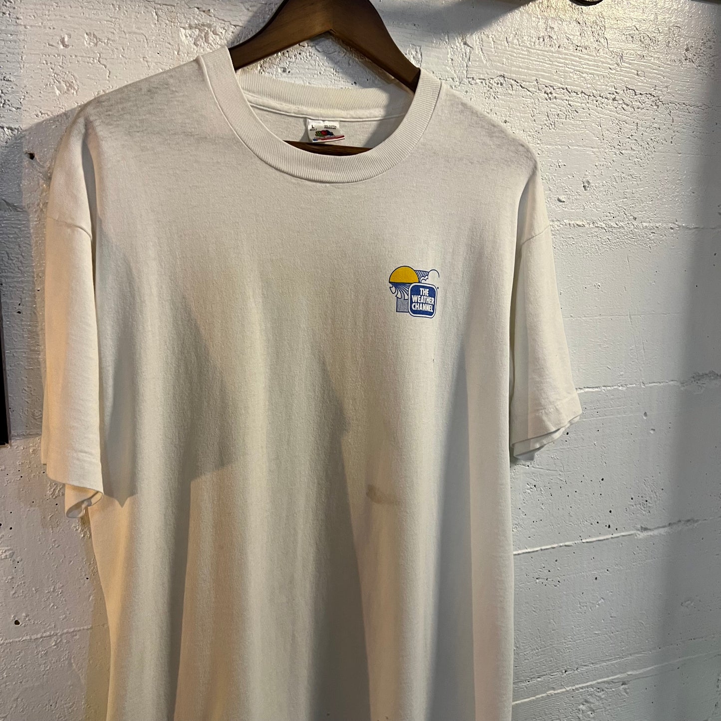Vintage 90's Distressed The Weather Channel Single Stitch T-Shirt - Size Large - Made In USA - White