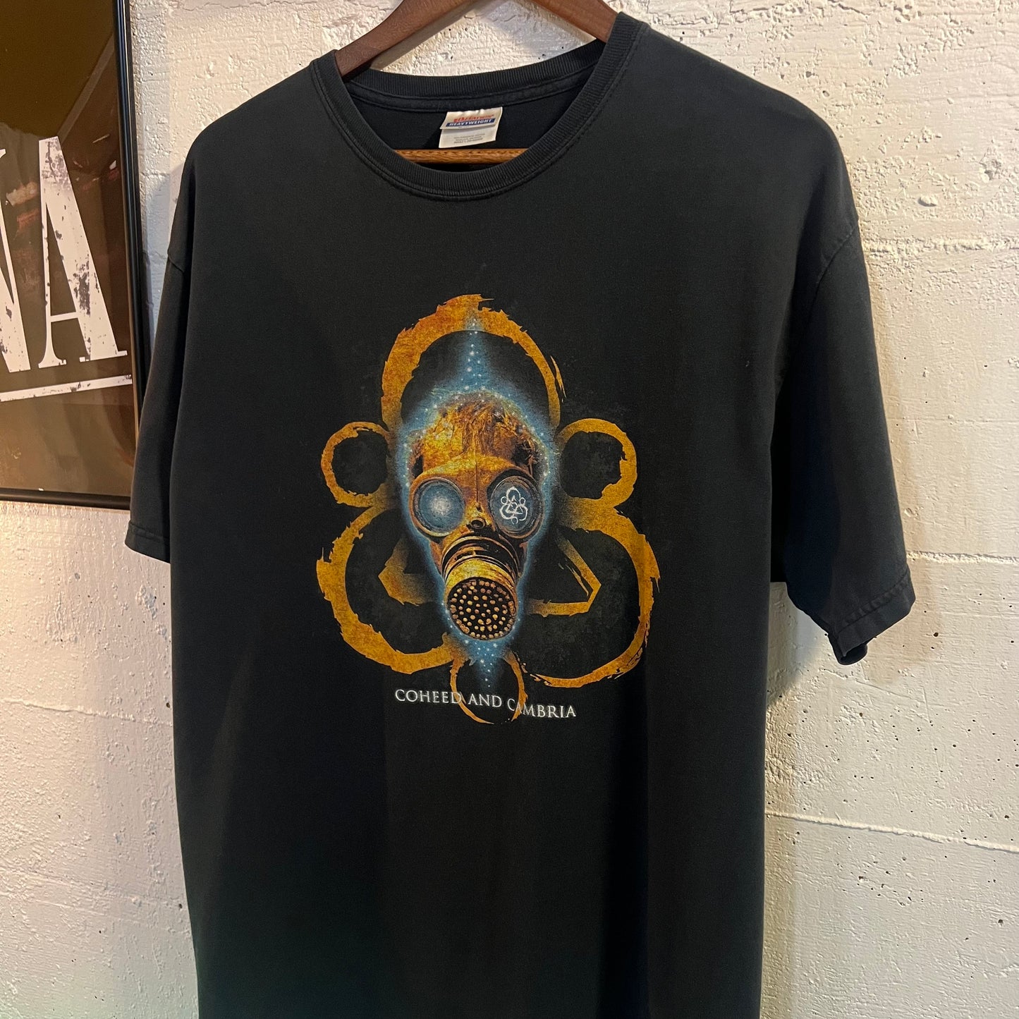 Vintage 2000's Coheed & Cambria Gas Mask T-Shirt - Size Large - Faded Black