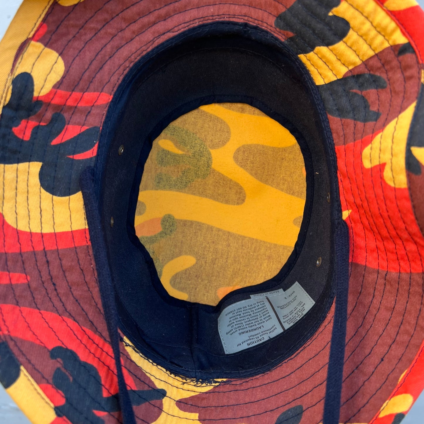 Y2K Blaze Orange Camo Mil-Type-J Jungle Boonie Hat - Size Large - Orange