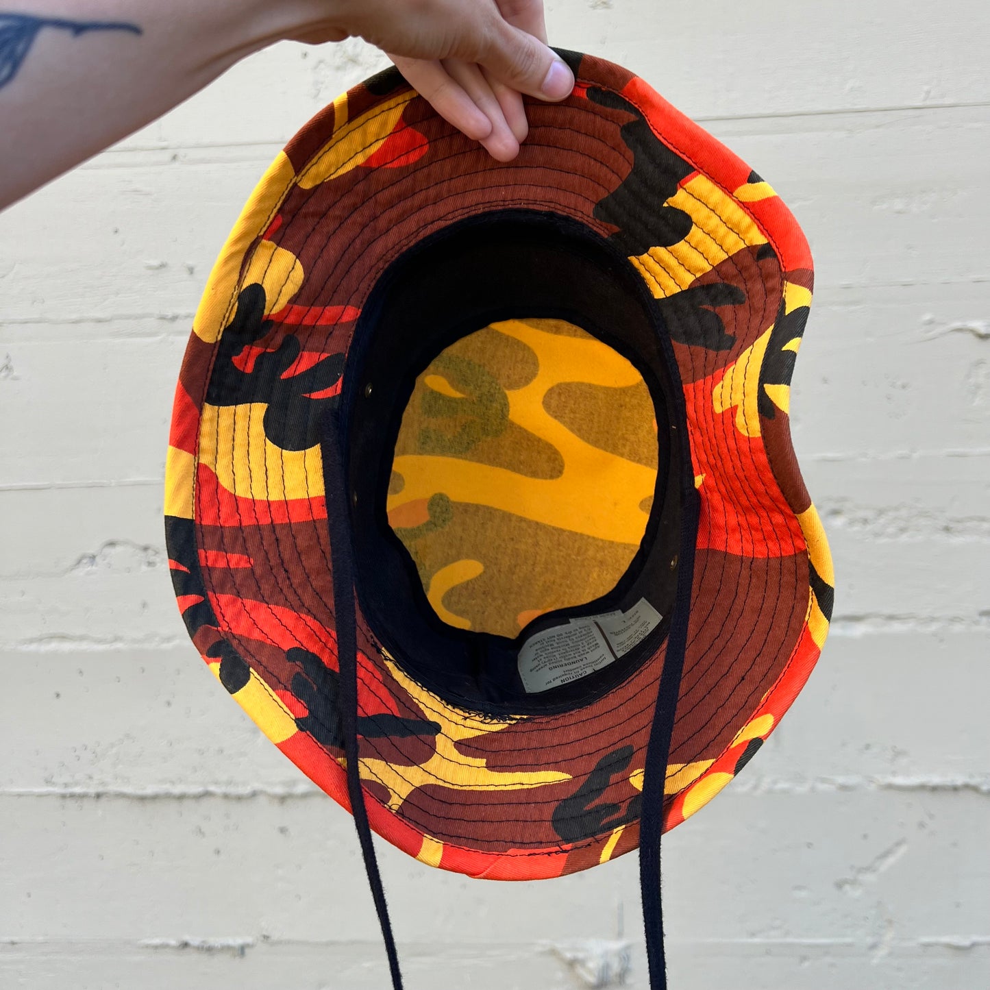 Y2K Blaze Orange Camo Mil-Type-J Jungle Boonie Hat - Size Large - Orange