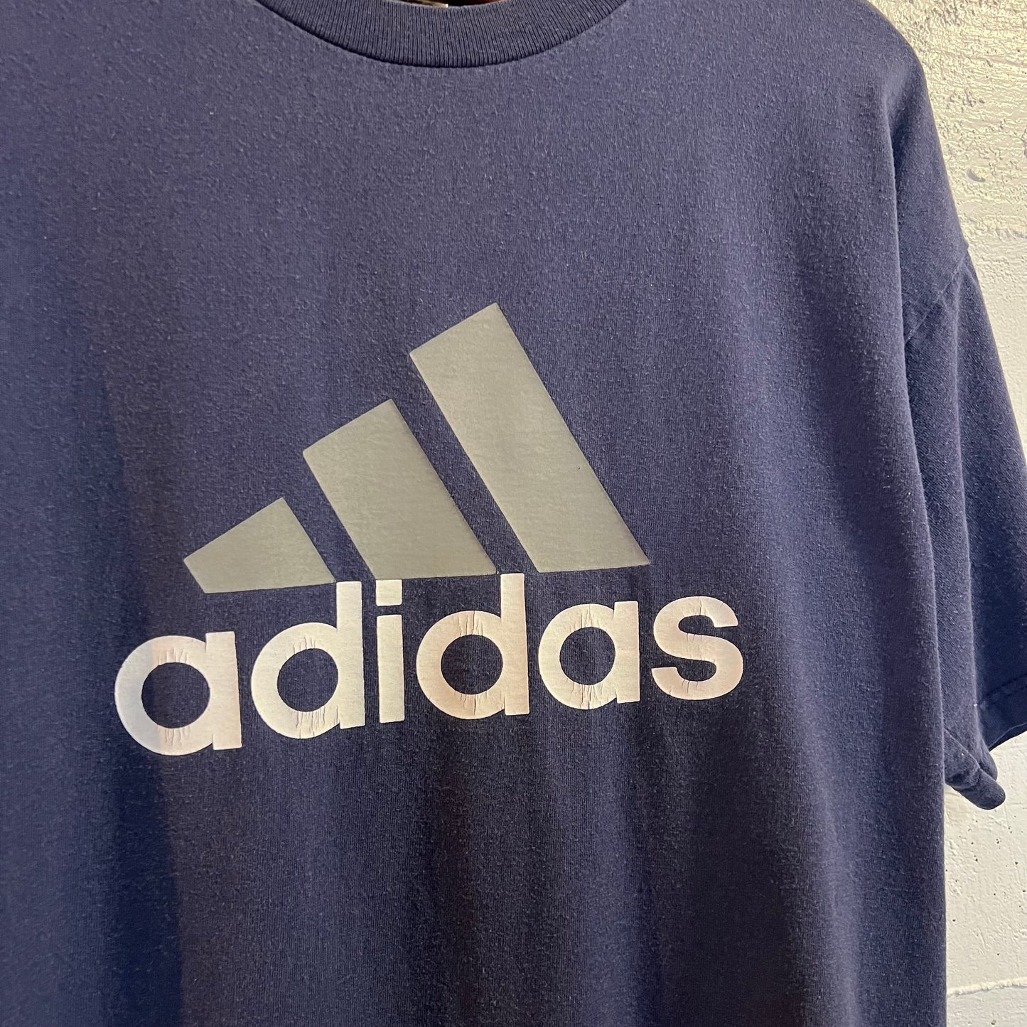 Vintage 90's Adidas T-Shirt - Size Large - Made In USA - Navy