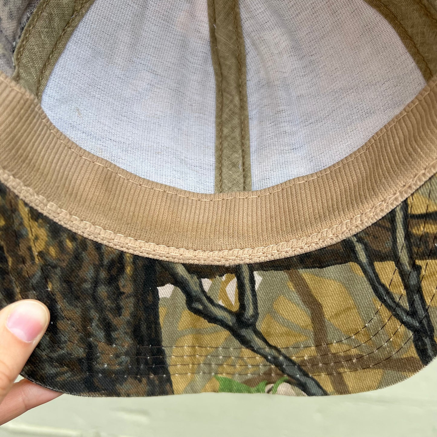 Vintage 90’s AMJ Pacific Co. Skyline Apparition Hunting Camo Six Panel SnapBack Trucker Hat - One Size Fits All - Made In USA - Earth Toned