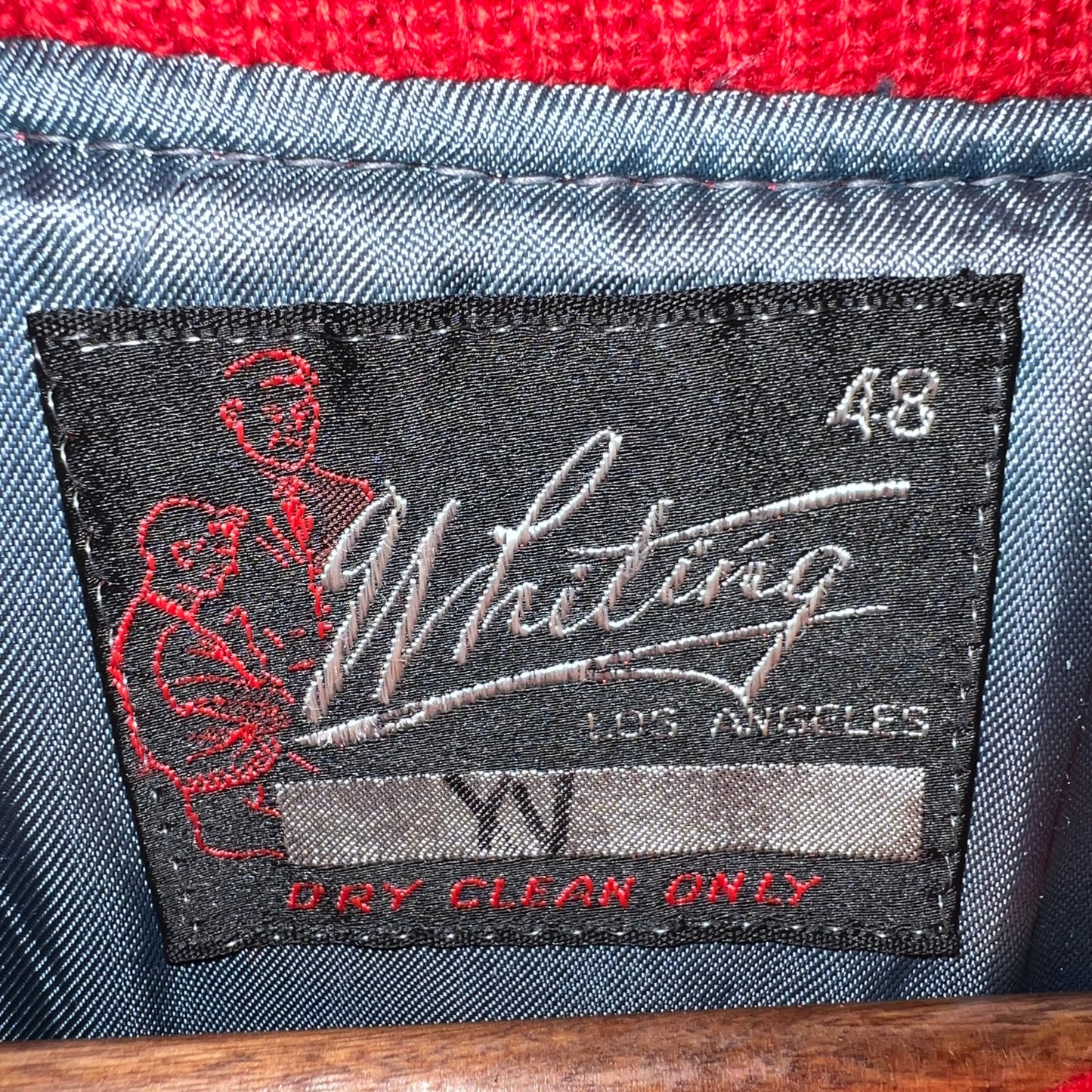 Vintage 1960's Whiting Los Angeles Wool Varsity Bomber Jacket - Size 48 (XL) - Made In USA - Red/Red/Red