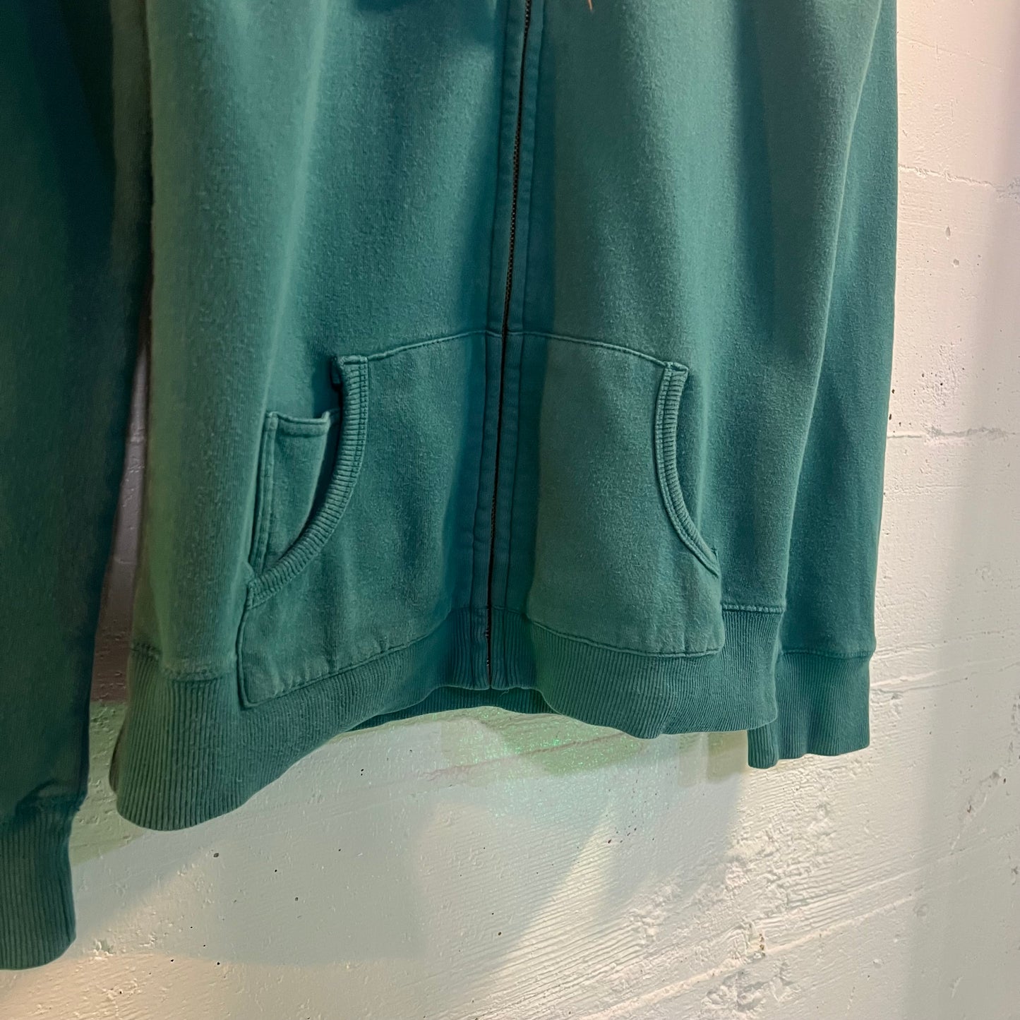 Vintage 2000's Y2K Fox Racing Girls 'You Love Fox' Zip-Up Sweatshirt - Size Large - Teal/White