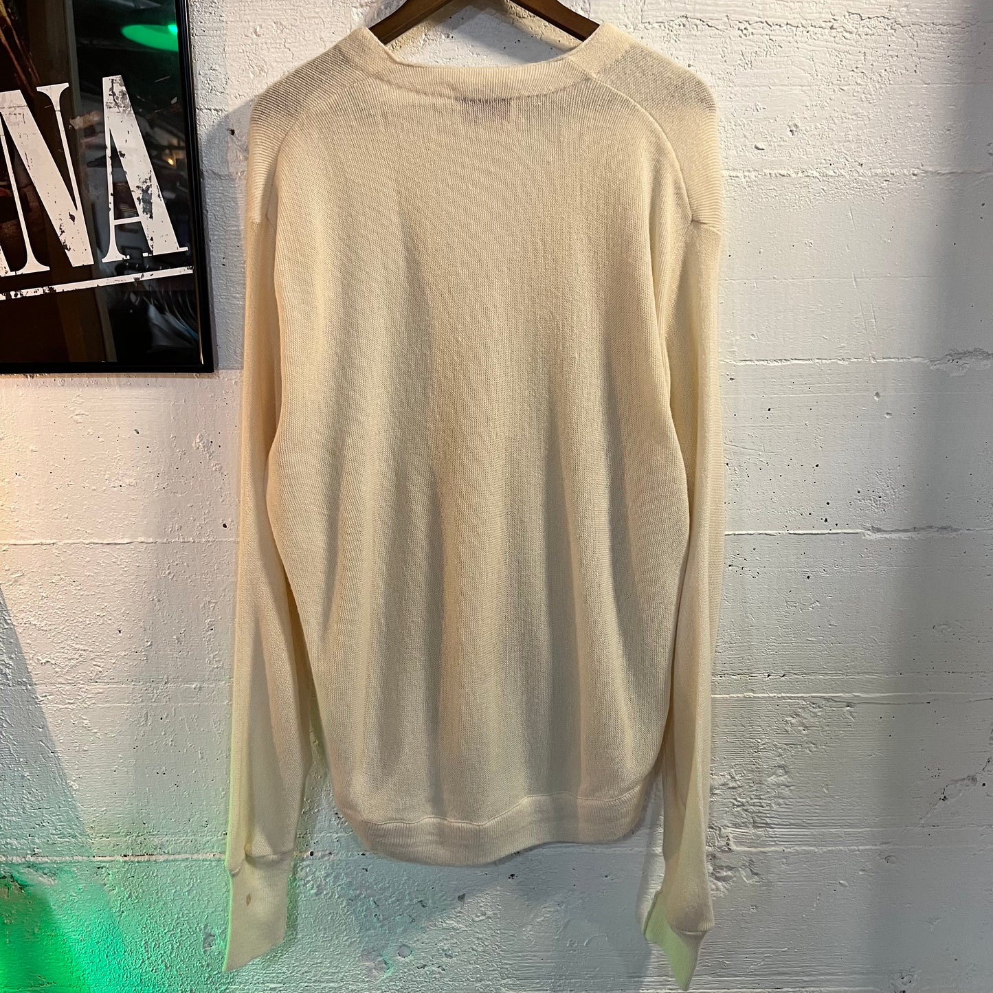 Vintage 60’s/70’s Lord Jeff 100% Acrylic Knitted Cardigan Sweater - Size XL - Made In USA - Cream
