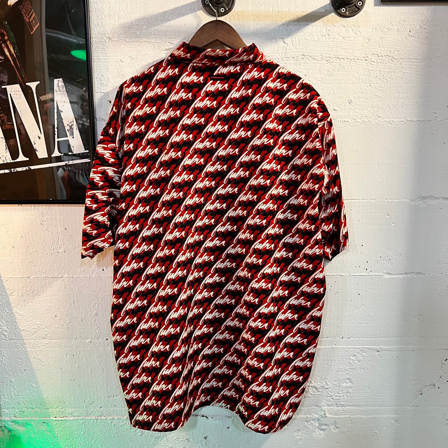 Vintage 90's All Over Print Fubu Short Sleeve Button Up Shirt - Size XL - Red/Black/White