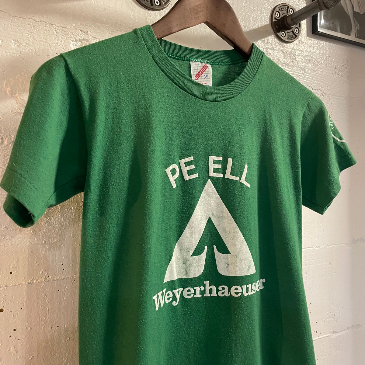 Vintage 1980's Pe Ell Weyerhaeuser Soccer Single Stitch T-Shirt - Size Youth Large - Made In USA - Green