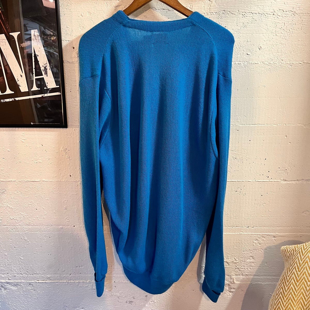 Vintage 70’s/80’s The Fox Collection J.C.Penney Knitted Cardigan Sweater - Size Large Regular - Made In USA - Blue