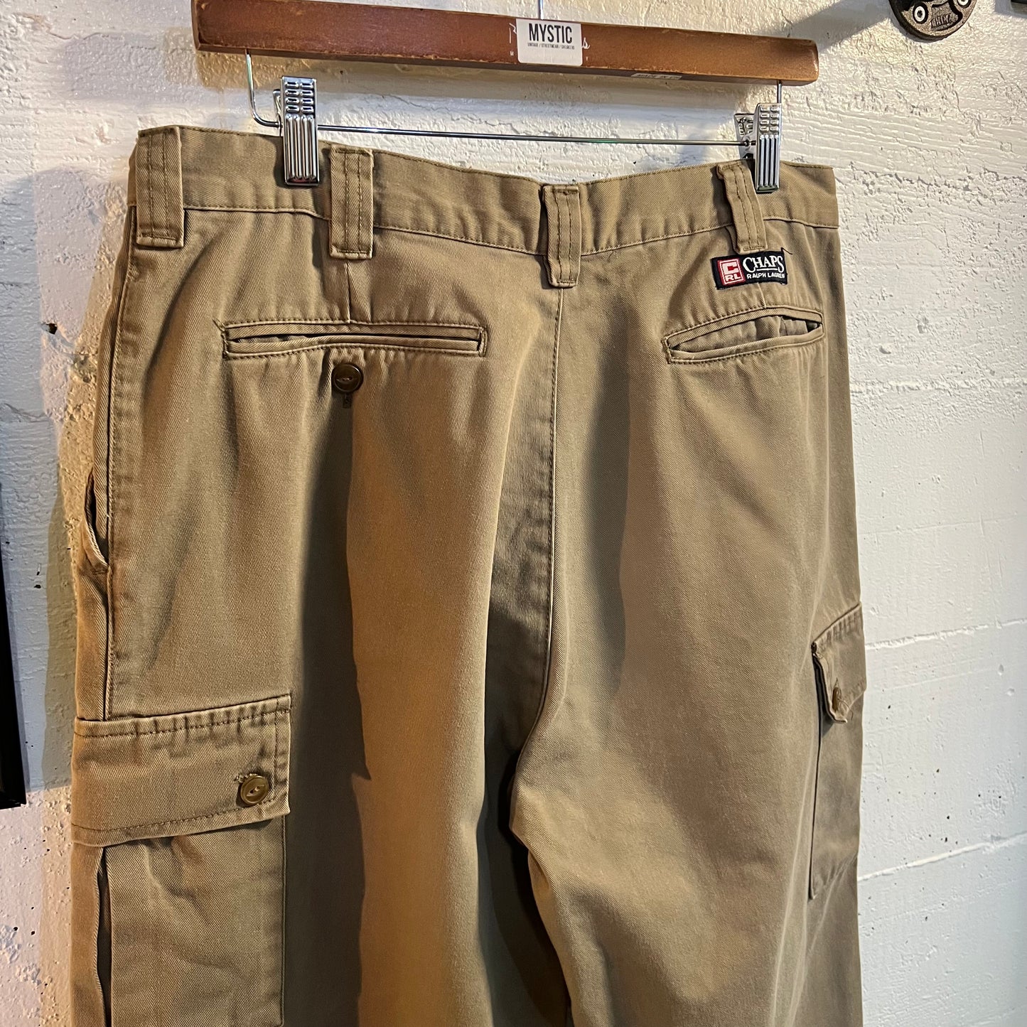 Vintage 90's Chaps Ralph Lauren Wide Leg Cargo Pants - Size 34/30 - Olive Drab