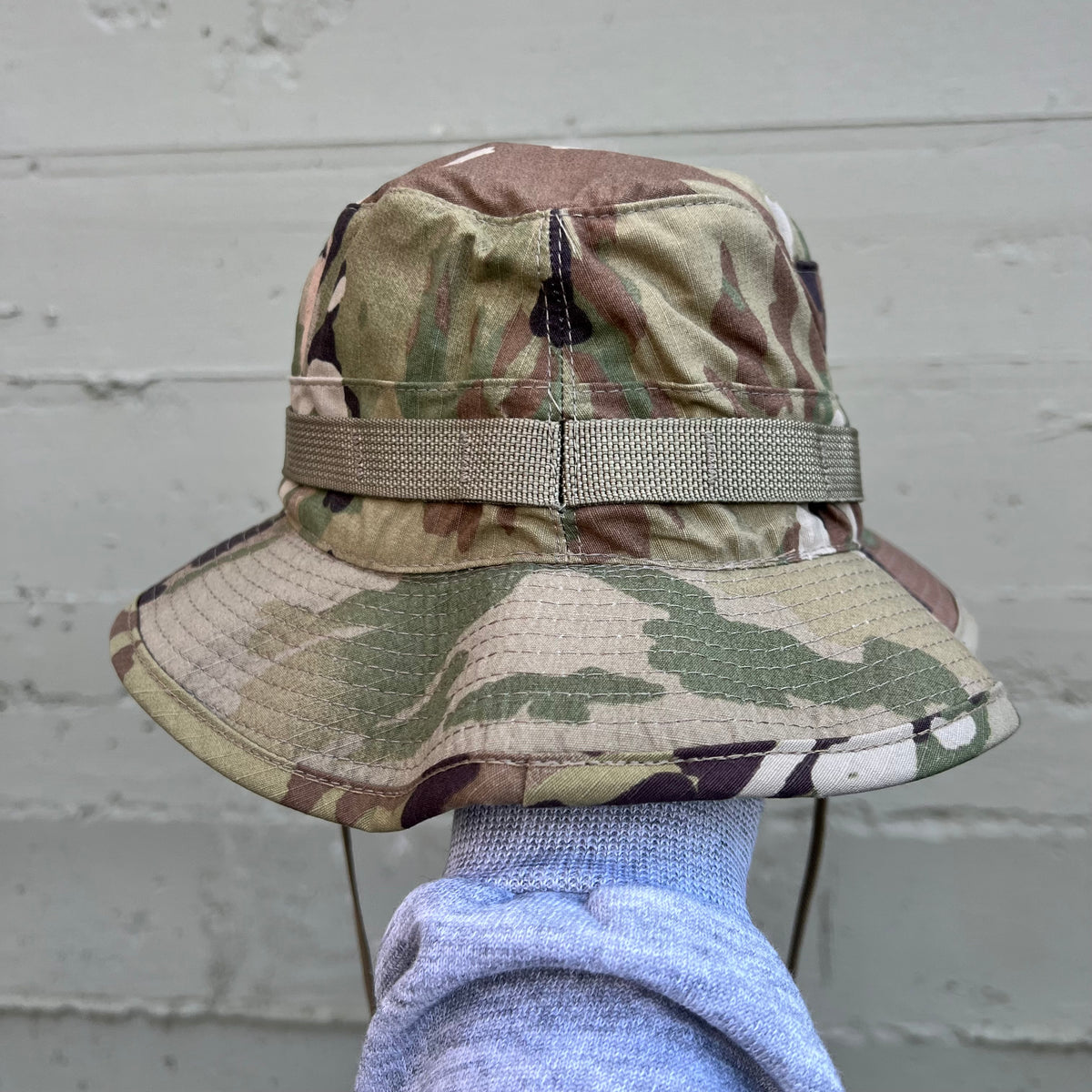 Vintage U.S. Military Multi Cam Boonie Bucket Hat - Size 7-1/2 - Made In USA - Camo/Multi