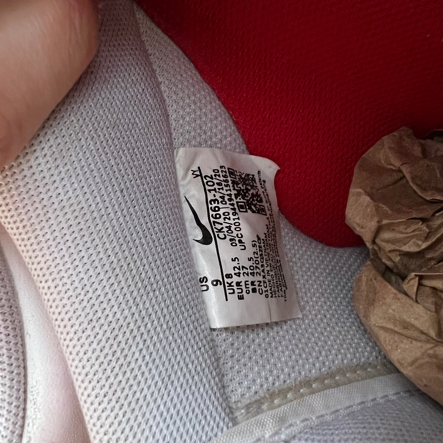 *Pre-Owned* Nike Air Force 1 Low 'White/Red Midsole' (2020)- Size 9.5M/11W - White/University Red-White - CK7663-102